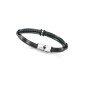 Pulsera VICEROY Magnum Para Hombre - Silicona Negra con Piel Trenzada Verde y Negra - Detalles de Acero | 14128P01010