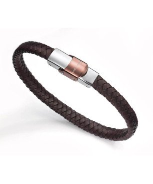 Pulsera VICEROY Para Hombre - Piel Marrón con Cierre de Acero Plateado e IP Marrón | 6097P09011