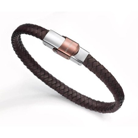 Pulsera VICEROY Para Hombre - Piel Marrón con Cierre de Acero Plateado e IP Marrón | 6097P09011