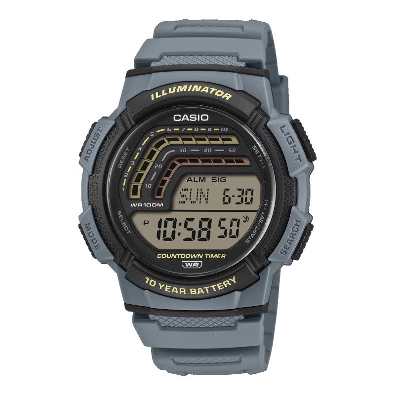 Reloj Casio Para Hombre - Digital Deportivo Correa Gris - Sumergible (10 BAR) - Retroiluminación LED - WS-1800-2AVEF
