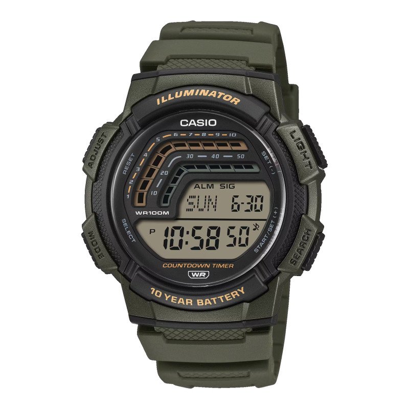 Reloj Casio Para Hombre - Digital Deportivo Correa Gris Oscuro - Sumergible (10 BAR) - Retroiluminación LED - WS-1800-3AVEF