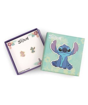 Pendientes Disney Angel & Stitch Bronce Dorado Originales Cierre Presión BC0003P