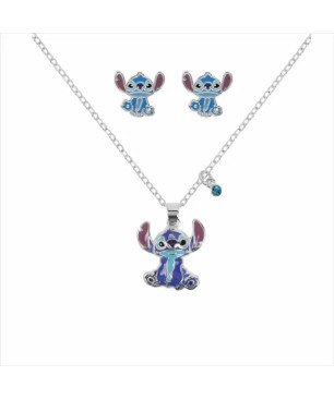 Conjunto Collar y Pendientes Disney Stitch Bronce Original Completo Cierre Presión y Mosquetón BC0005ST