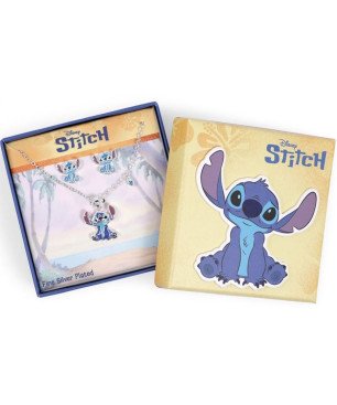 Conjunto Collar y Pendientes Disney Stitch Bronce Original Completo Cierre Presión y Mosquetón BC0005ST
