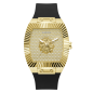 Reloj GUESS Phoenix Hombre - Brazalete de Silicona Negra - Esfera Dorada Champagne con León | 5 ATM | GW1066G2