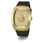 Reloj GUESS Phoenix Hombre - Brazalete de Silicona Negra - Esfera Dorada Champagne con León | 5 ATM | GW1066G2