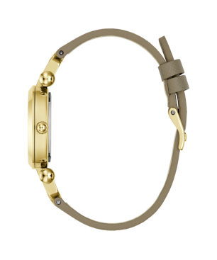 Reloj GUESS Ginger Mujer - Brazalete de Piel Marrón Estampado - Caja y Esfera de Acero Dorado Champagne | 3 ATM | GW1021L2