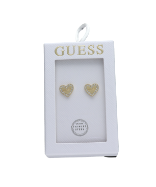 Pendientes GUESS Mujer TOC-HEART Corazón Dorado Acero Inoxidable Cristales Brillantes Logotipo Grabado JOBE06001JWYGT-U