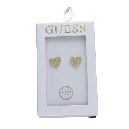 Pendientes GUESS Mujer TOC-HEART Corazón Dorado Acero Inoxidable Cristales Brillantes Logotipo Grabado JOBE06001JWYGT-U