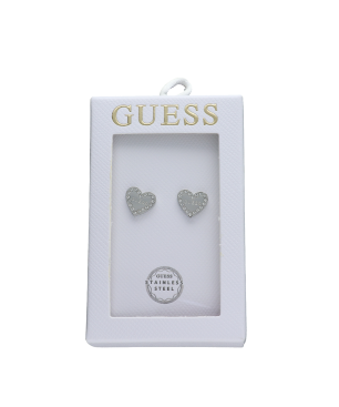 Pendientes GUESS Mujer TOC-HEART Corazón Plateado Acero Inoxidable Cristales Brillantes Logotipo Grabado JOBE06001JWRHT-U