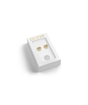 Pendientes GUESS Mujer TOC-HEART BUBBLES Corazón Dorado Acero Inoxidable Logotipo Grabado Cristales Brillantes JOBE06002JWYGT-U