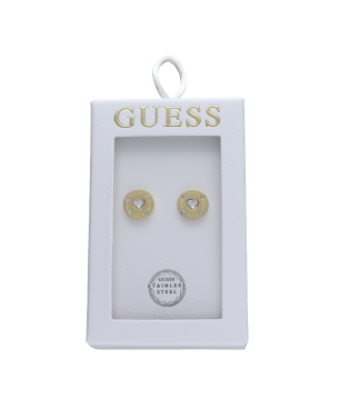 Pendientes GUESS Mujer TOC-CRYSTAL HEART Círculo Dorado Acero Inoxidable Cristal Corazón Grabado JOBE06003JWYGT-U