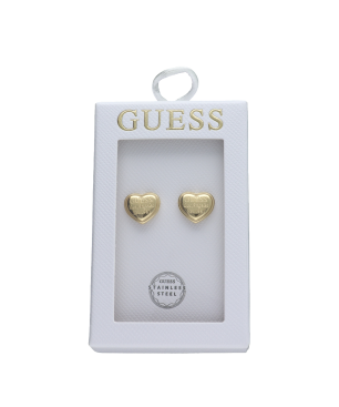 Pendientes GUESS Mujer TOC-HEART Corazón Dorado Acero Inoxidable Logotipo Grabado Los Angeles JOBE06004JWYGT-U