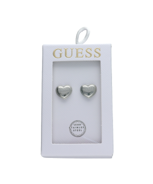 Pendientes GUESS Mujer TOC-HEART Corazón Plateado Acero Inoxidable Logotipo Grabado Los Angeles JOBE06004JWRHT-U