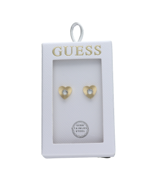 Pendientes GUESS Mujer TOC-HEART & CRYSTAL Corazón Dorado Acero Inoxidable Texturizado Cristal Solitario JOBE06005JWYGT-U