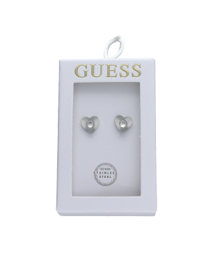 Pendientes GUESS Mujer TOC-HEART & CRYSTAL Corazón Plateado Acero Inoxidable Texturizado Cristal Solitario JOBE06005JWRHT-U