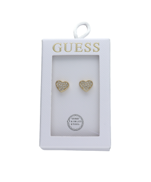 Pendientes GUESS Mujer TOC-PAVE HEART Corazón Dorado Acero Inoxidable Cristales Pavé JOBE06007JWYGT-U