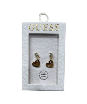 Pendientes GUESS Mujer TOC-CRYSTAL & HEART Corazón Dorado Acero Inoxidable Cristal Solitario JOBE06000JWYGT-U