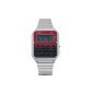 Reloj CASIO Unisex - Calculadora Vintage 70s - Rojo/Negro con Correa de Acero - CA-500WE-4BEF