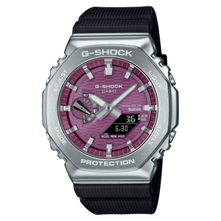 Reloj G-SHOCK Unisex – Metal Premium, Bluetooth® y Tough Solar | 20 BAR | Correa Bio-Resina y Esfera Rosa – GBM-2100A-4BER