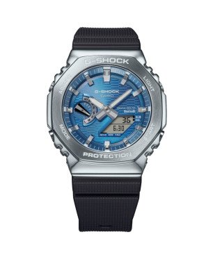 Reloj G-SHOCK Unisex – Metal Premium, Bluetooth® y Tough Solar | 20 BAR | Correa Bio-Resina y Esfera Azul – GBM-2100A-2BER