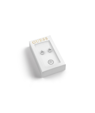 Pendientes GUESS Mujer TOC-CIRCLE Círculo Plateado Acero Inoxidable con Logotipo y Circonita - JOBE06011JWRHT-U