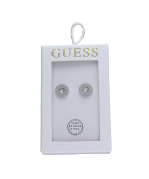 Pendientes GUESS Mujer TOC-CRYSTAL HEART Corazón Calado Plateado Acero Inoxidable Logotipo Grabado JOBE06003JWRHT-U