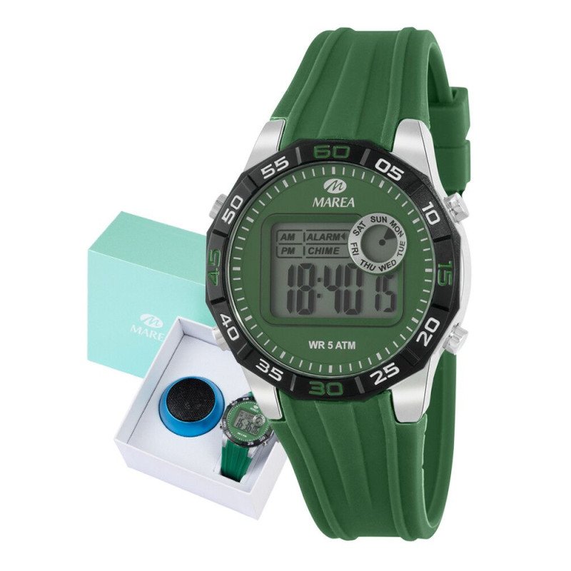 Reloj MAREA Niños - Comunión Digital Esfera y Correa Verde - Caja de Acero - 5 ATM - Altavoz Bluetooth de Regalo - B35383/3