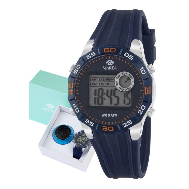 Reloj MAREA Niños - Comunión Digital Esfera y Correa Azul - Caja de Acero - 5 ATM - Altavoz Bluetooth de Regalo - B35383/3