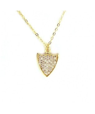 Collar SEVILLA F.C. de Plata Chapada en Oro con Escudo y Circonitas CJ1020C