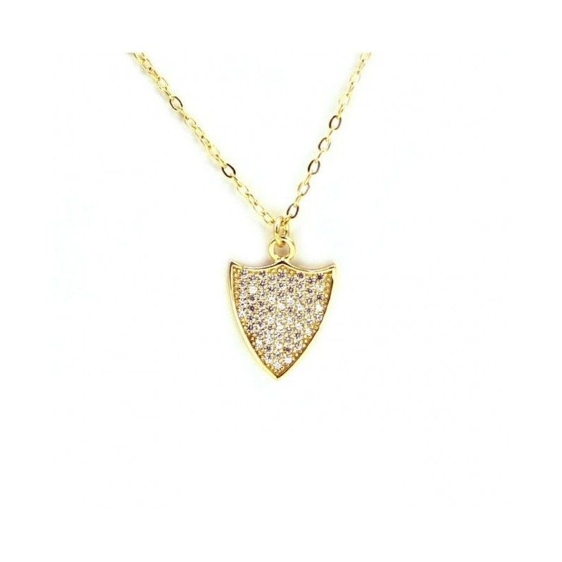 Collar SEVILLA F.C. de Plata Chapada en Oro con Escudo y Circonitas CJ1020C Collar SEVILLA F.C. de Plata Chapada en Oro con Escudo y Circonitas CJ1020C