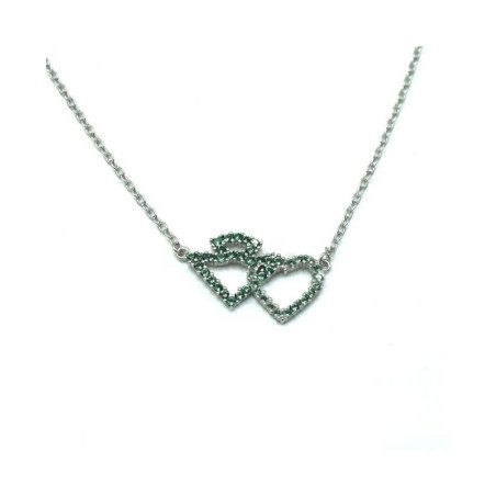 Collar REAL BETIS BALOMPIÉ de Plata con Corazón y Escudo con Circonitas Verdes con Tarjeta Oficial CJ1041AT