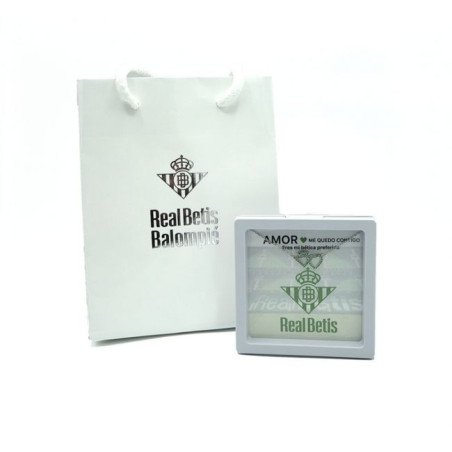 Collar REAL BETIS BALOMPIÉ de Plata con Corazón y Escudo con Circonitas Verdes con Tarjeta Oficial CJ1041AT