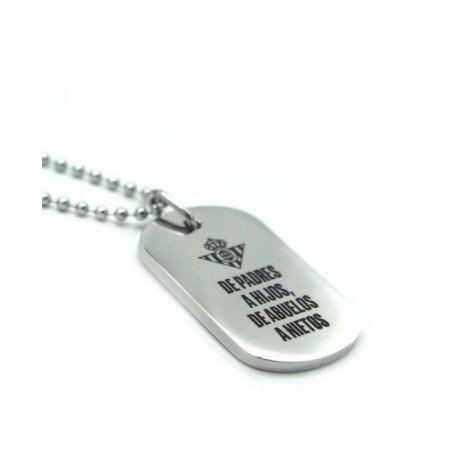 Placa Real Betis Balompié - "De Padres a Hijos, de Abuelos a Nietos" - Cadena y Placa de Acero | CJ5012A