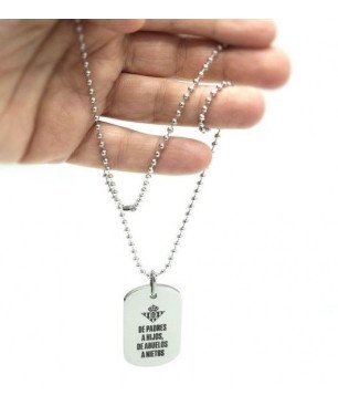 Placa Real Betis Balompié - "De Padres a Hijos, de Abuelos a Nietos" - Cadena y Placa de Acero | CJ5012A