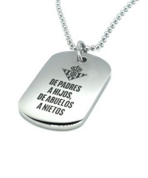 Placa Real Betis Balompié - "De Padres a Hijos, de Abuelos a Nietos" - Cadena y Placa de Acero | CJ5012A