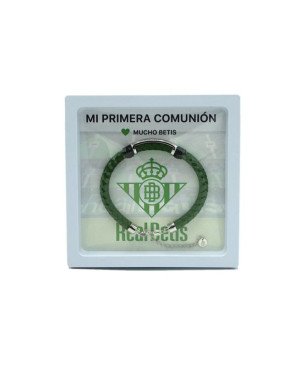 Pulsera REAL BETIS BALOMPIÉ de Cuero Trenzado Verde con Placa de Acero Grabada CJ5030AT