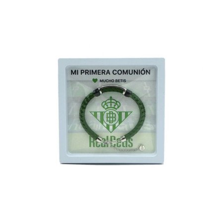 Pulsera REAL BETIS BALOMPIÉ de Cuero Trenzado Verde con Placa de Acero Grabada CJ5030AT