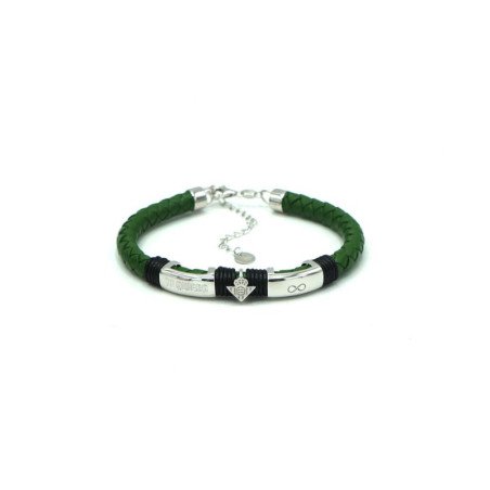 Pulsera REAL BETIS BALOMPIÉ de Cuero Trenzado Verde con Escudo y Placas “Te Quiero” e Infinito CJ5040AT