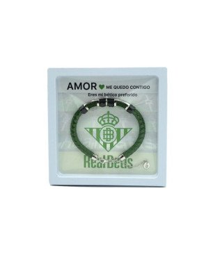 Pulsera REAL BETIS BALOMPIÉ de Cuero Trenzado Verde con Escudo y Placas “Te Quiero” e Infinito CJ5040AT