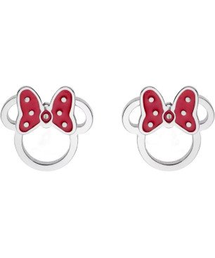 Pendientes de Botón DISNEY Niña - Silueta Minnie Acero Plateado e IP Rojo - E600191NRL.CJ