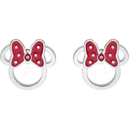 Pendientes de Botón DISNEY Niña - Silueta Minnie Acero Plateado e IP Rojo - E600191NRL.CJ