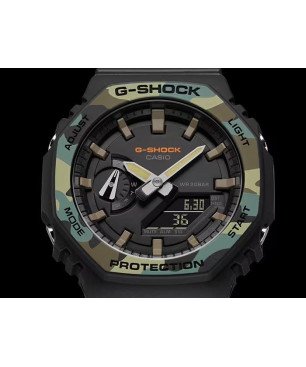 Reloj G-SHOCK Hombre - Analógico-Digital Correa y Esfera Negra con Bisel Camuflaje - Resistente al Agua 20 BAR | GA-2100SU-1AER