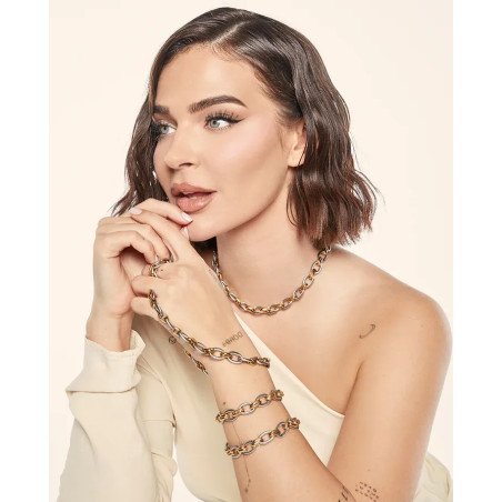 Collar VICEROY Mujer Colección Laura Escanes - Cadena de Eslabones de Acero Bicolor e IP Dorado | 40 +5 cm | 75363C01019