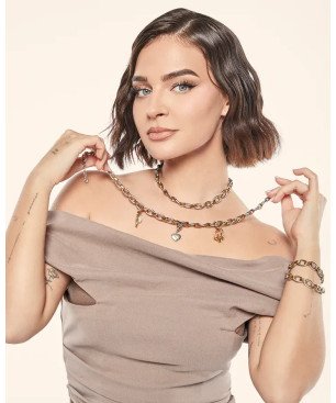 Collar VICEROY Mujer Colección Laura Escanes - Cadena de Eslabones de Acero Bicolor e IP Dorado | 40 +5 cm | 75363C01019