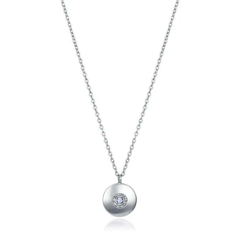 Collar VICEROY Mujer Colección Laura Escanes - Cadena y Colgante Redondo de Acero con Diamante Creado | 42 +3 cm | 75386C01000