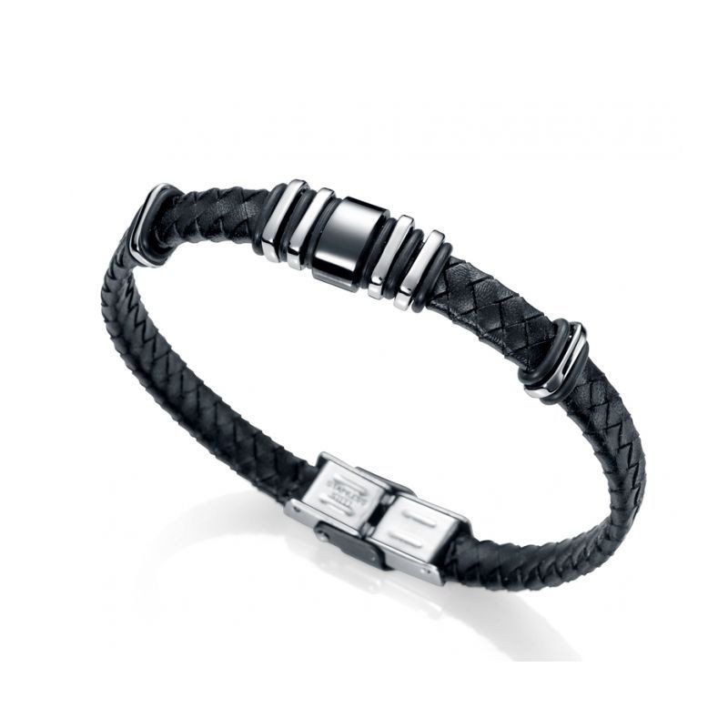 Pulsera VICEROY Magnum Hombre - Acero IP Gun con Piel Trenzada Color Negro | 21,5 cm | 6132P09010 Pulsera VICEROY Magnum Hombre - Acero IP Gun con Piel Trenzada Color Negro | 21,5 cm | 6132P09010