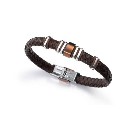 Pulsera VICEROY Magnum Hombre - Acero Bicolor IP Marrón con Piel Trenzada Color Marrón | 21,5 cm | 6132P09011