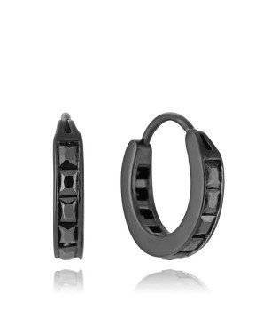 Pendientes VICEROY Beat Hombre - Acero IP Negro con Detalle de Circonitas Negras - Tipo Criolla | 1,5 cm | 14339E01010