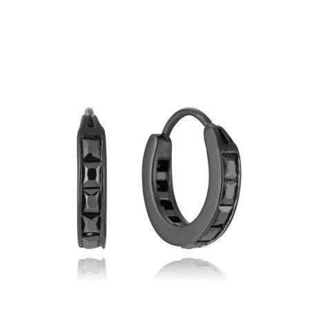 Pendientes VICEROY Beat Hombre - Acero IP Negro con Detalle de Circonitas Negras - Tipo Criolla | 1,5 cm | 14339E01010